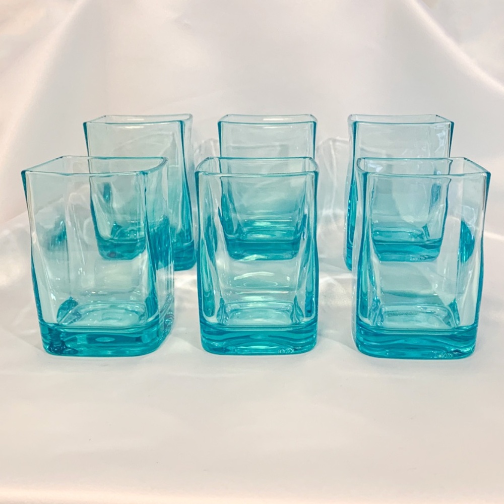 6-Piece Premium Aqua Acrylic Glassware
